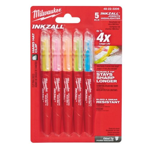 Milwaukee INKZALL™ szövegkiemelő filc - színes 5 db
