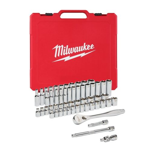 Milwaukee ⅜″ racsnis dugókulcs készlet metrikus és colos méret 56 db