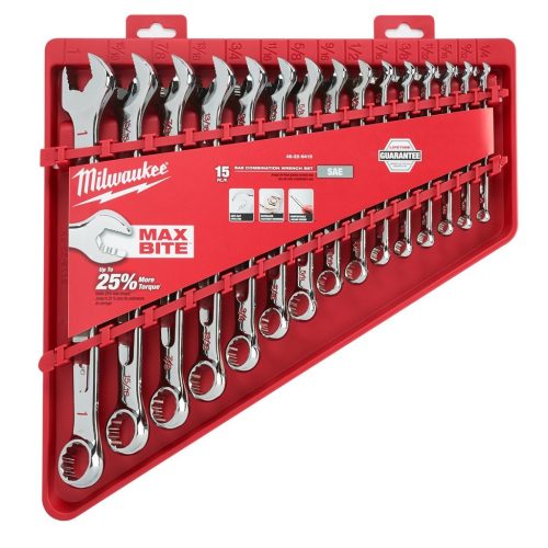 Milwaukee MAX BITE™ racsnis csillag-villáskulcs készlet 15 db