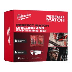   Milwaukee Perfect Match 39 darabos fúrószár és bitkészlet + védőszemüveg