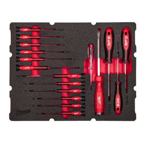 Milwaukee PACKOUT™ Precíziós Csavarhúzó Készlet habbetétben 17 részes 1 db