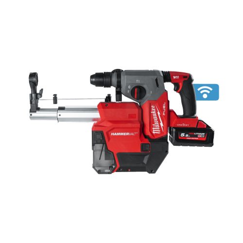 Milwaukee M18 ONEFHXDEL-552C FUEL™ 4 fokozatú SDS-Plus kalapács FIXTEC™ tokmánnyal, ONE-KEY™ funkcióval és csatlakoztatható porelszívóval